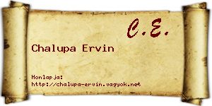 Chalupa Ervin névjegykártya